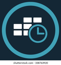 Time Table vector icon. Style is bicolor flat rounded symbol, blue and white colors, rounded angles, dark blue background.