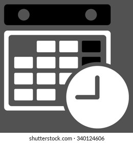 Time Table vector icon. Style is bicolor flat symbol, black and white colors, rounded angles, gray background.