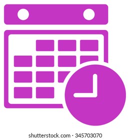 Time Table vector icon. Style is flat symbol, violet color, rounded angles, white background.
