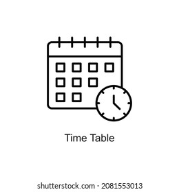 Time Table vector outline Icon. Pixel Perfect. For Mobile and Web. stock illustration