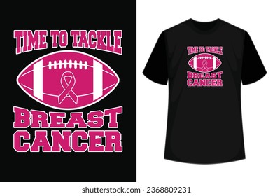 Time To Tackle Football Pink Ribbon Breast Cancer Awareness Shirt for brother, sister, football son or daughter, sports lover or fan, kids, little boys, baby girl, kinder football team, tween.