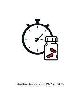 Time to take the pill. medicine clock. editable vector.
