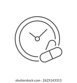 Hora de tomar píldoras icono de línea