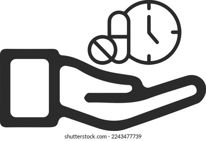 Icono de dosificación, ícono farmacéutico vector negro