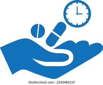 Time taking dose medication icon, pharmacist icon black vector