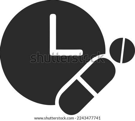 Time taking dose medication icon, pharmacist icon black vector