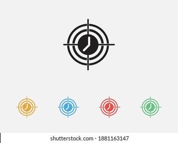 Time target icon.Clock with target icon. Vector illustration icon. Simple icon. Set of colorful flat design icons 