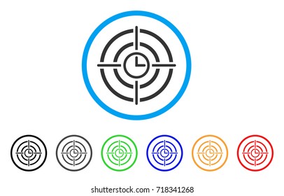 Time Target rounded icon. Style is a flat time target grey symbol inside light blue circle with black, gray, green, blue, red, orange variants. Vector designed for web and software interfaces.