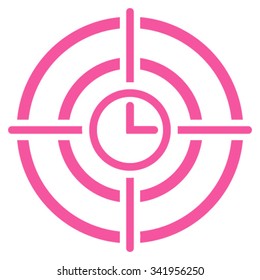 Time Target vector icon. Style is flat symbol, pink color, rounded angles, white background.