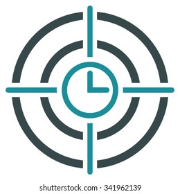 Time Target vector icon. Style is bicolor flat symbol, soft blue colors, rounded angles, white background.