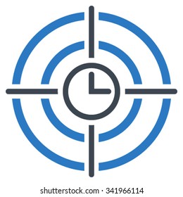 Time Target vector icon. Style is bicolor flat symbol, smooth blue colors, rounded angles, white background.