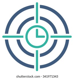 Time Target vector icon. Style is bicolor flat symbol, cobalt and cyan colors, rounded angles, white background.