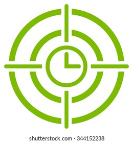 Time Target vector icon. Style is flat symbol, eco green color, rounded angles, white background.