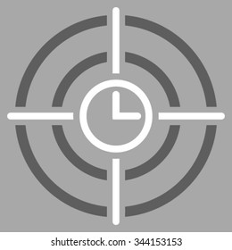 Time Target vector icon. Style is bicolor flat symbol, dark gray and white colors, rounded angles, silver background.