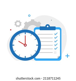 time, task management concept illustration flat design vector eps10. modern graphic element for landing page, empty state ui, infographic, icon