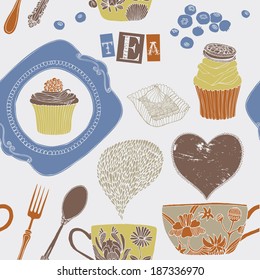 Time for tea. Card design. Vector illustration.