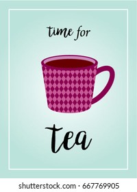 time for tea with tea mug graphic vector
