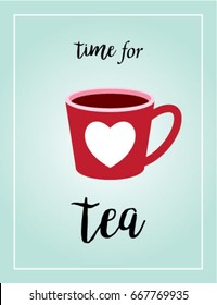 time for tea with tea mug graphic vector