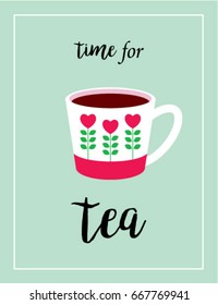 time for tea with tea mug graphic vector