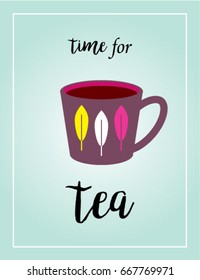 Time Tea Tea Mug Graphic Vector Stock Vector (Royalty Free) 667769971 ...