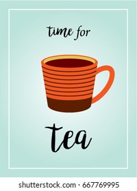 time for tea with tea mug graphic vector