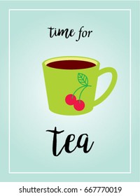 time for tea with tea mug graphic vector