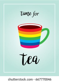 time for tea with tea mug graphic vector