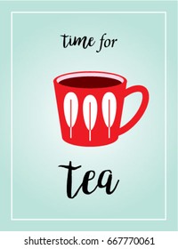 time for tea with tea mug graphic vector