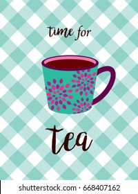 time for tea with tea mug graphic vector