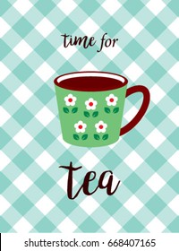 time for tea with tea mug graphic vector