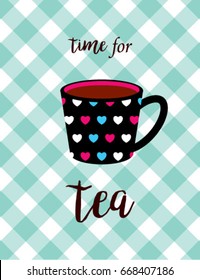 time for tea with tea mug graphic vector