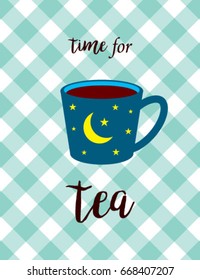 time for tea with tea mug graphic vector