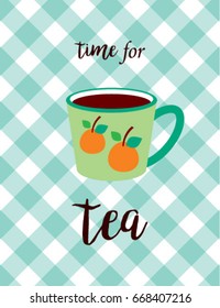 time for tea with tea mug graphic vector
