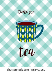 time for tea with tea mug graphic vector