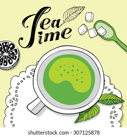 Time for tea, tea Still Life, vector background