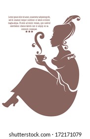time for tea, vector illustration in historical style