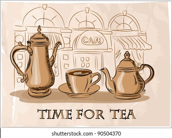 Time for tea,tea Still Life, vector background