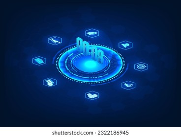 Time technology with technology circle with icons It conveys the time of smart technology that has developed rapidly, making it easier for people to access resources and communicate via the Internet.