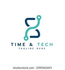 Time technology creative logo design concept for tech business and Artificial Intelligence
