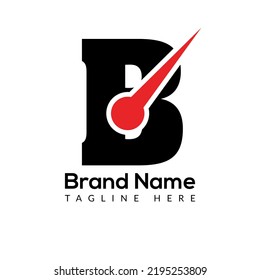 Time Template On B Letter. Fast And Time Logo Design Watch Concept