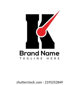 Time Template On K Letter. Fast And Time Logo Design Watch Concept