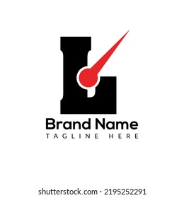 Time Template On L Letter. Fast And Time Logo Design Watch Concept