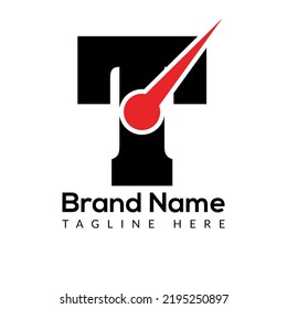 Time Template On T Letter. Fast And Time Logo Design Watch Concept