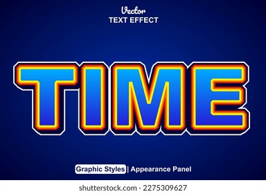 time text effect with editable blue color graphic style.