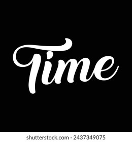 time text on black background.