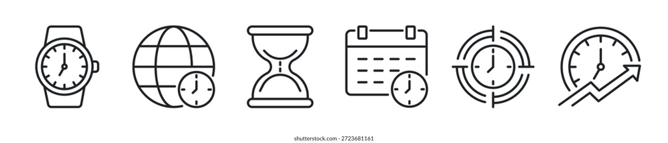 Time thin line icon set. Web minimal icons
