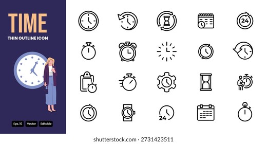 Diseño de Vector de conjunto de iconos de contorno delgado de tiempo bueno para el Web y el App móvil