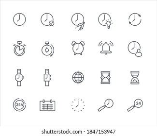 Plantilla de juego de vectores de iconos delgados de tiempo