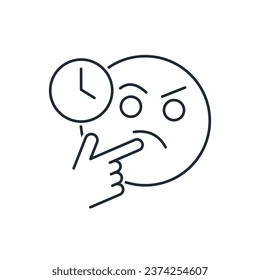 Time to think about it. Vector linear icon isolated on white background.