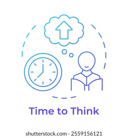 Time to think blue gradient concept icon. Offering flexible timing for students with needs. Special education. Round shape line illustration. Abstract idea. Graphic design. Easy to use in article